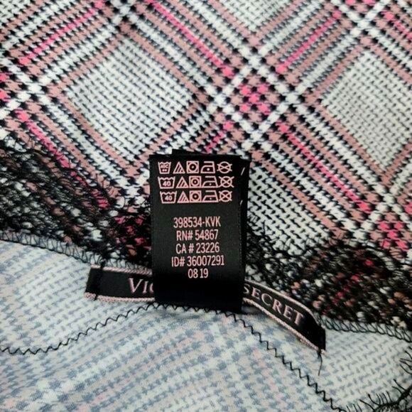 Victoria's Secret Pink and Black Houndstooth Tweed Satin Lace Cami Size Small - Picture 9 of 10